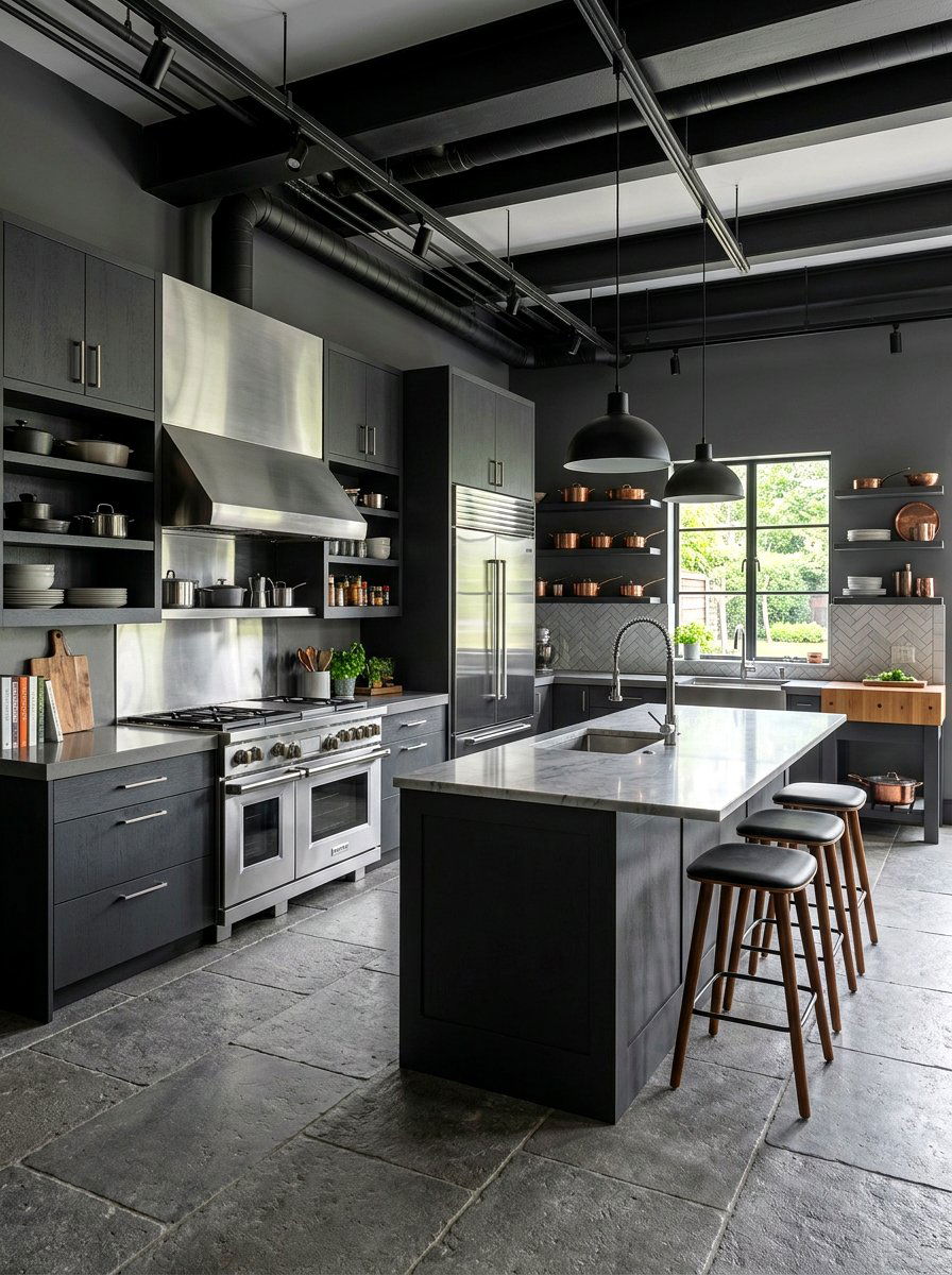 Charcoal kitchen stainless steel appliances - 30 charcoal kitchen ideas