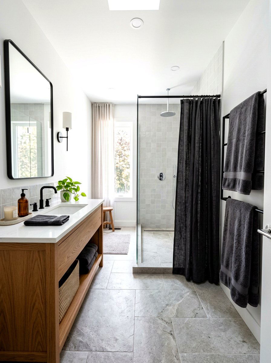 Charcoal linen bathroom textures - 30 charcoal bathroom ideas