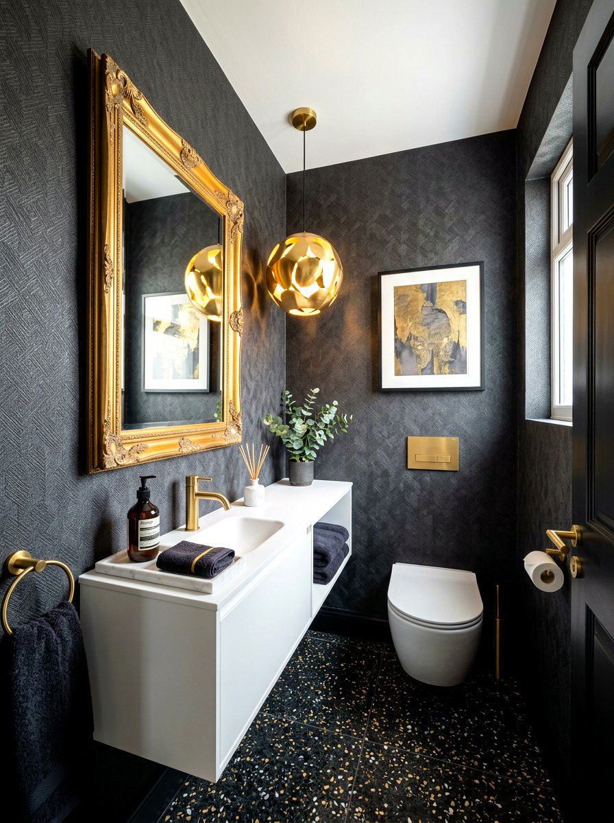 Charcoal powder room - 30 charcoal bathroom ideas