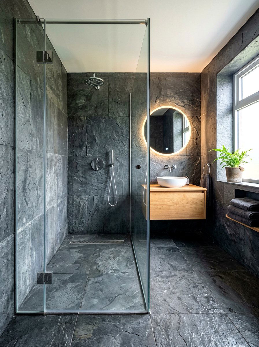 Charcoal slate bathroom - 30 charcoal bathroom ideas