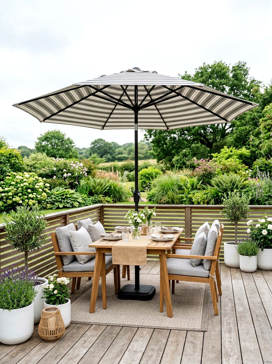 Charcoal striped patio umbrella - 30 striped patio umbrella ideas