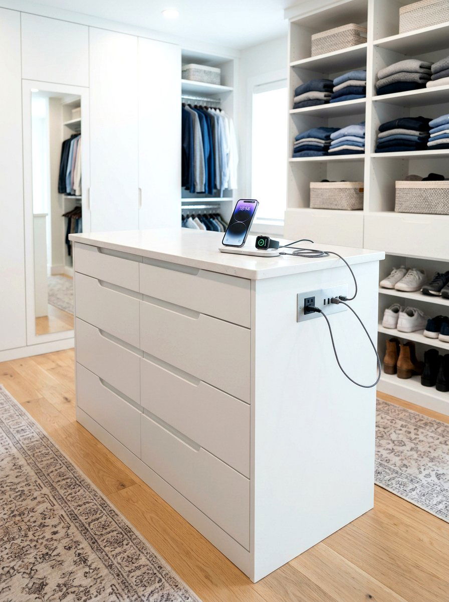 Charging station closet island - 30 island dresser closet ideas