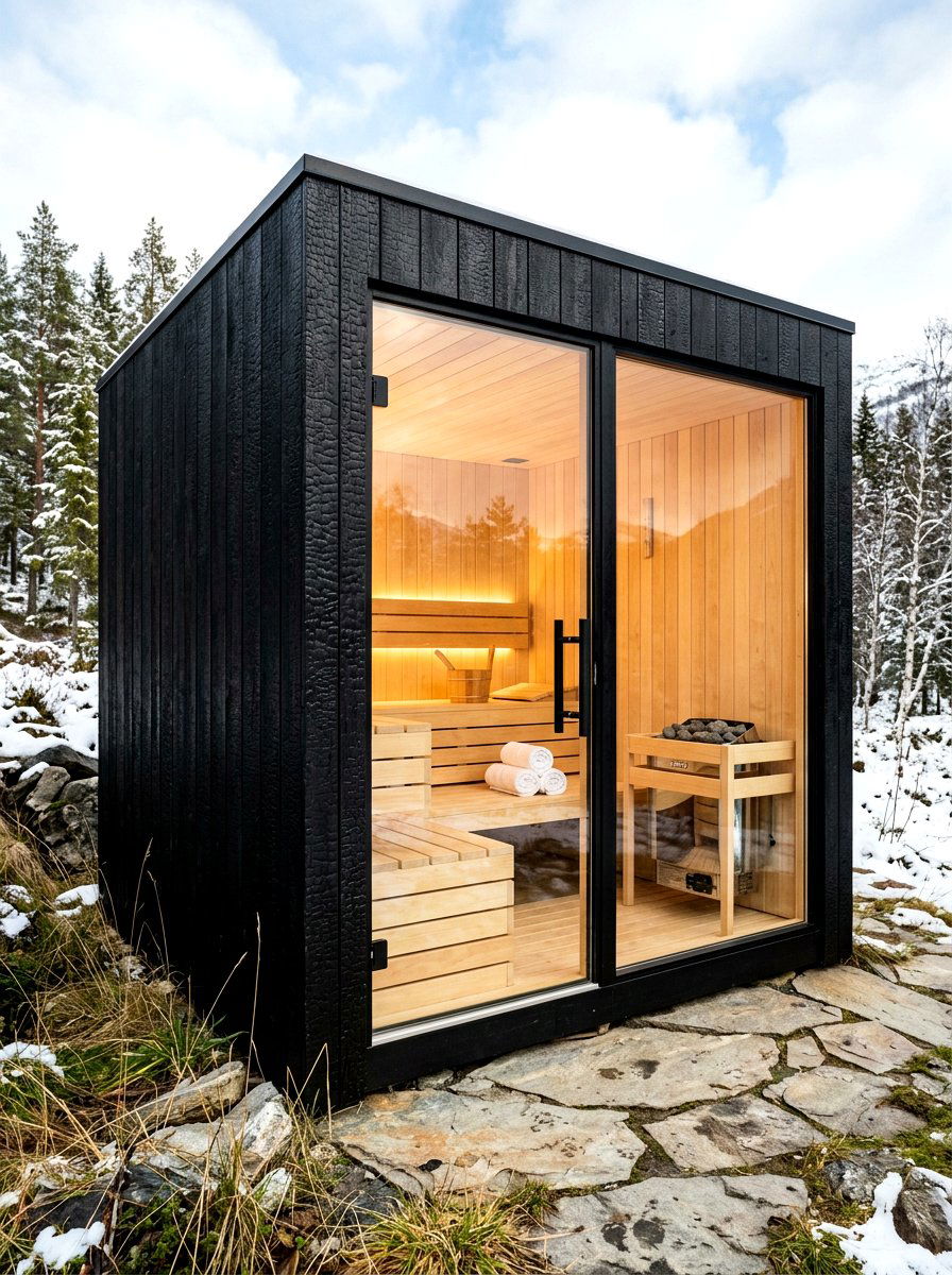 Charred Wood Sauna - 30 sauna room ideas