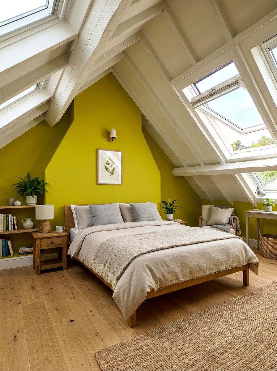 Chartreuse Attic Bedroom - 30 chartreuse room ideas