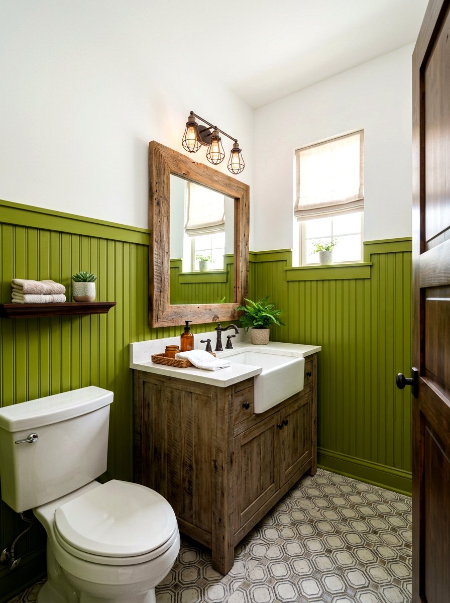Chartreuse Beadboard Paneling - 30 chartreuse powder room ideas