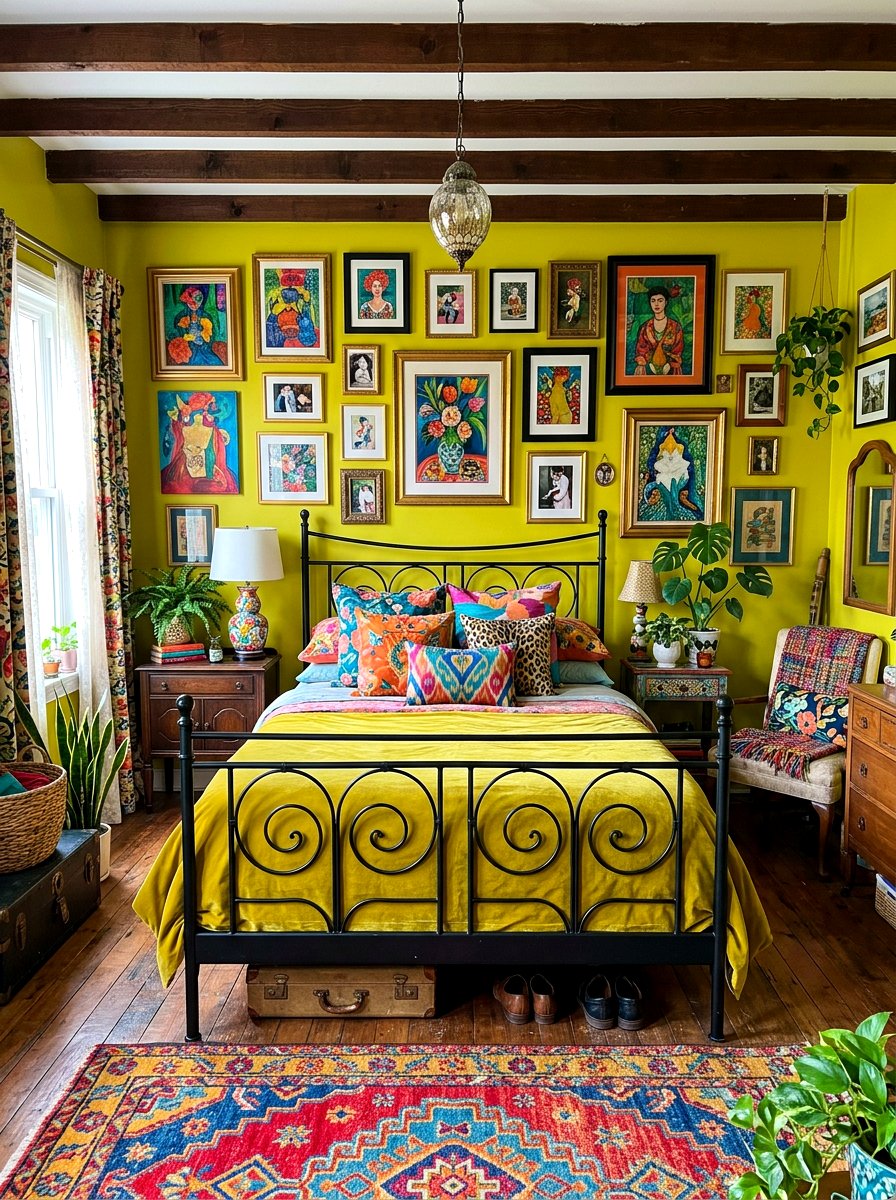 Chartreuse Eclectic Bedroom - 30 chartreuse room ideas