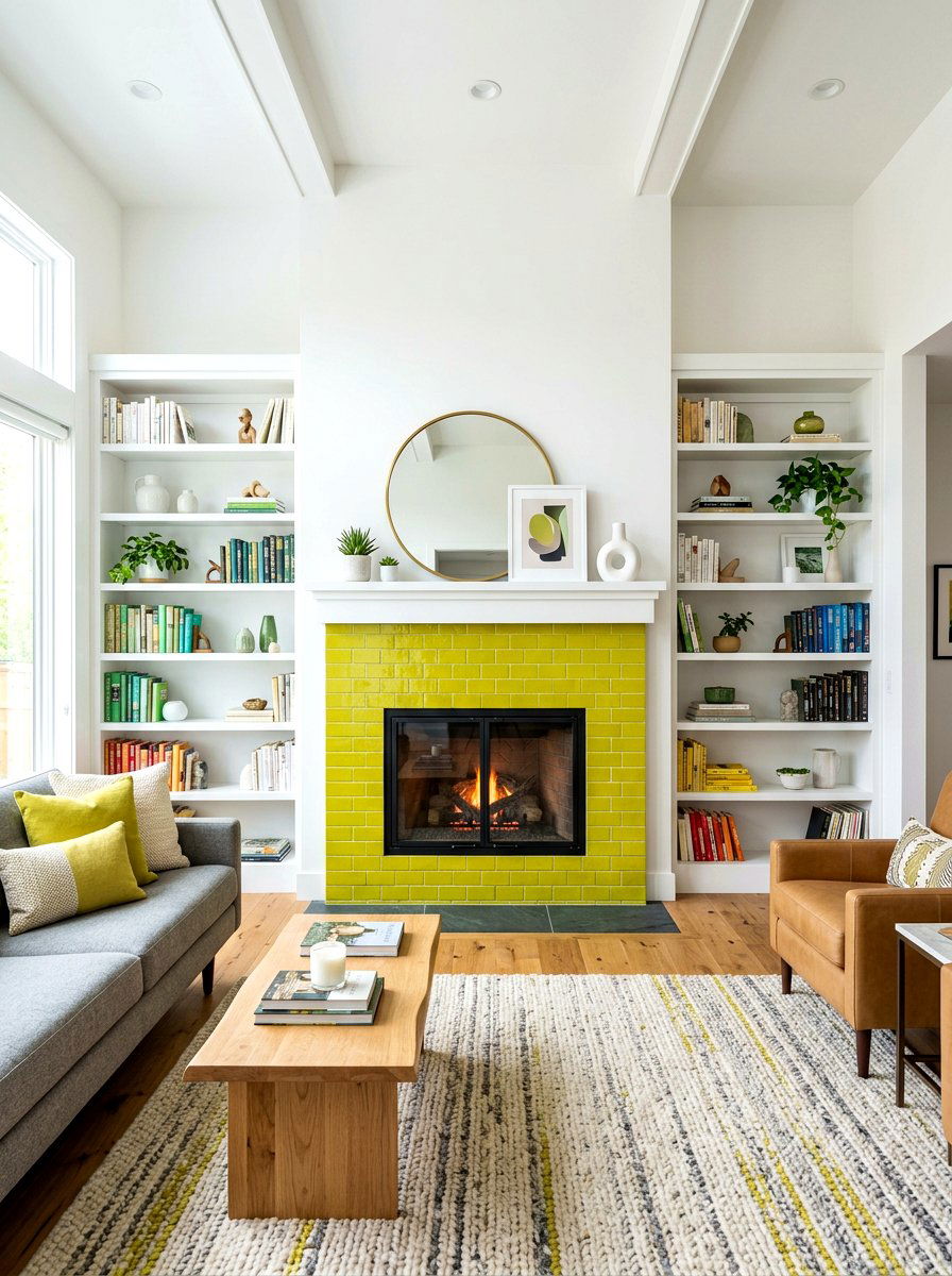 Chartreuse Fireplace Surround - 30 chartreuse room ideas