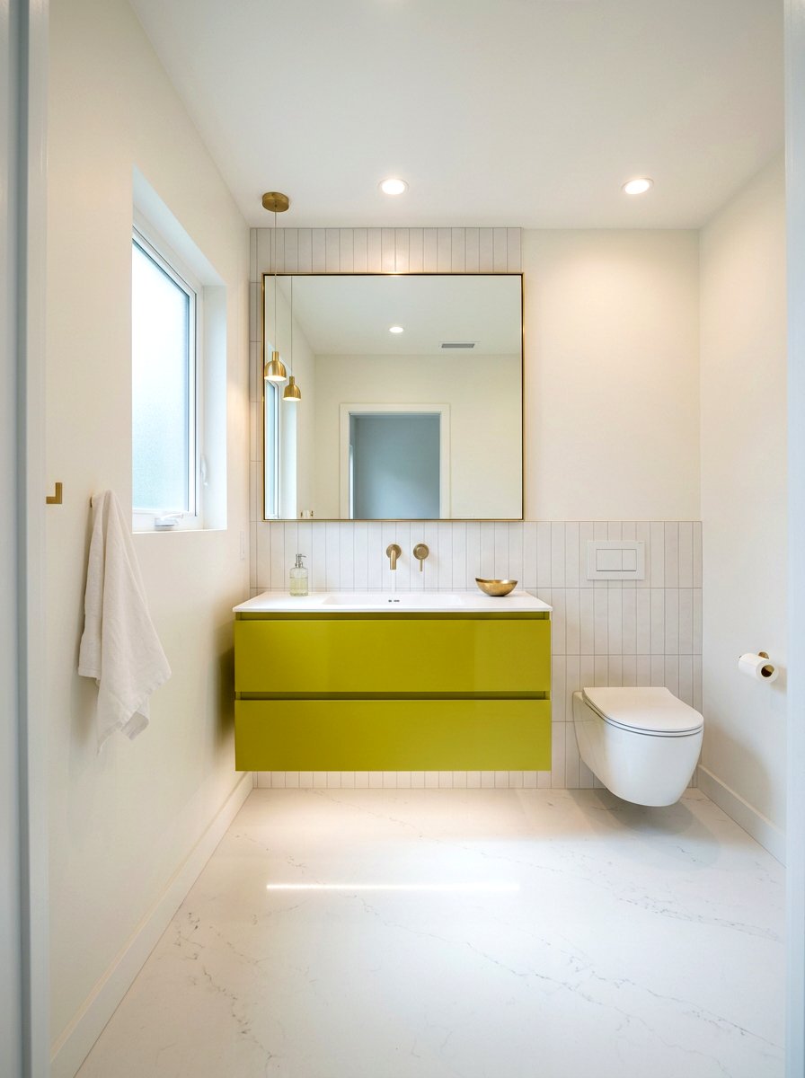 Chartreuse Floating Vanity - 30 chartreuse powder room ideas