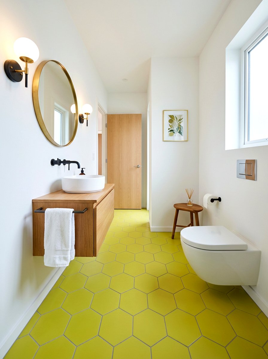 Chartreuse Floor Tile - 30 chartreuse powder room ideas