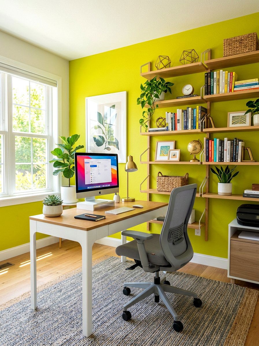 Chartreuse Home Office - 30 chartreuse room ideas