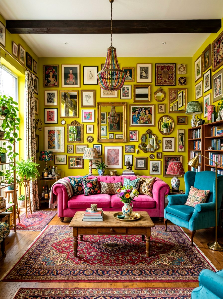 Chartreuse Maximalist Living Room - 30 chartreuse room ideas
