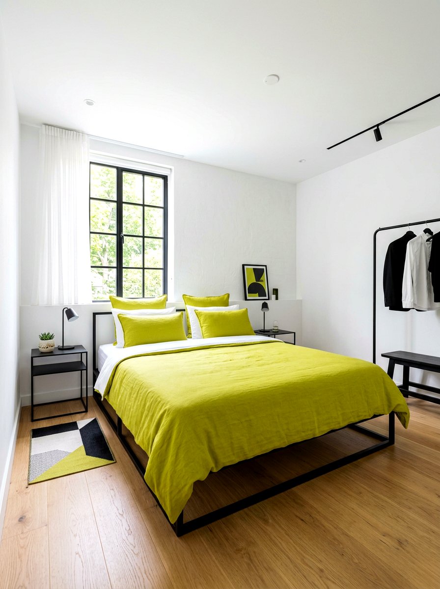 Chartreuse Minimalist Bedroom - 30 chartreuse room ideas