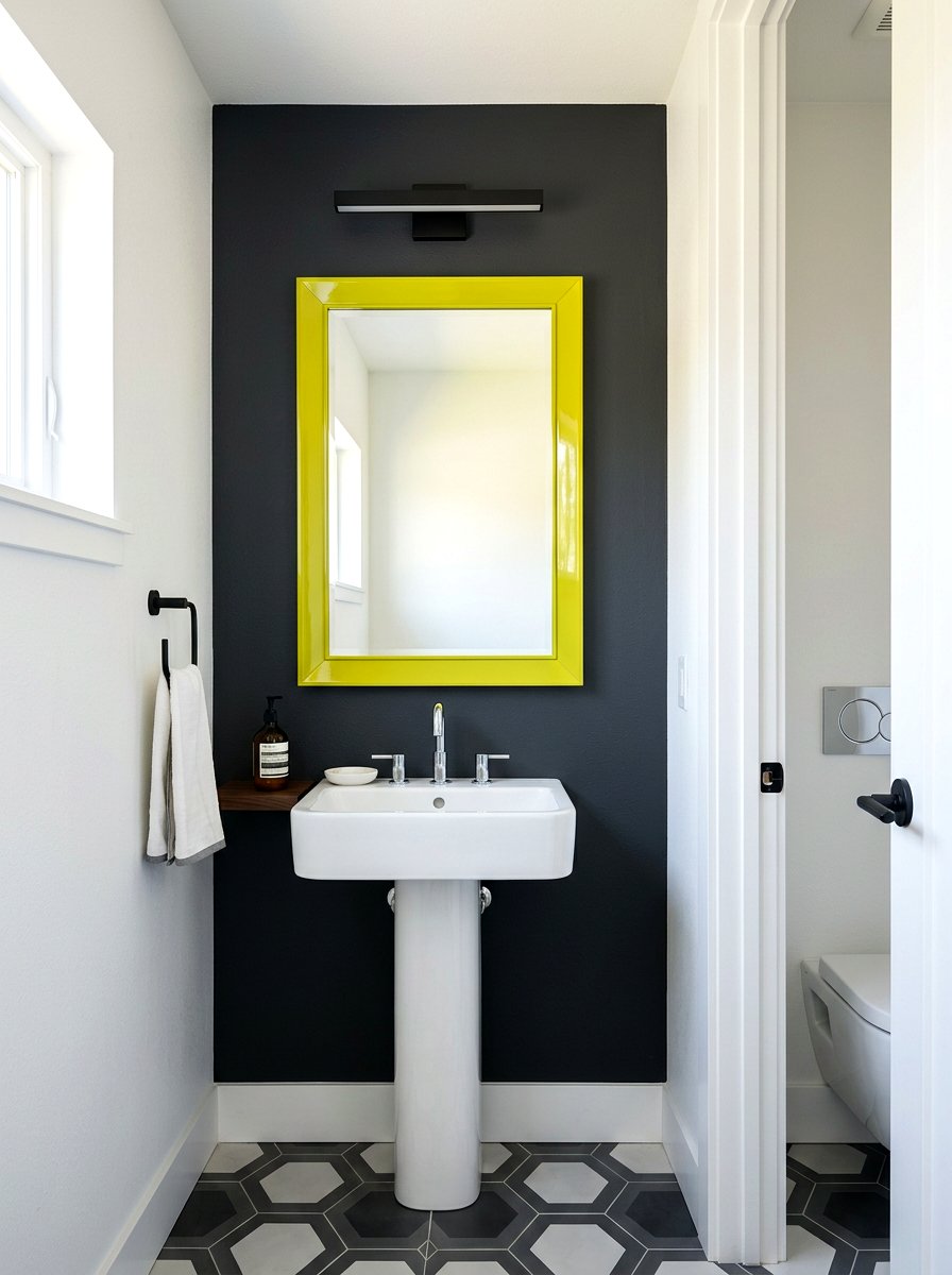 Chartreuse Mirror Frame - 30 chartreuse powder room ideas