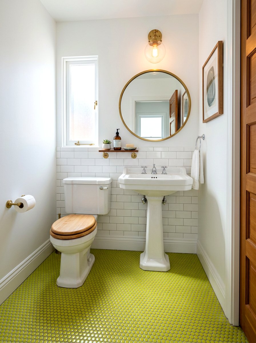 Chartreuse Penny Tile - 30 chartreuse powder room ideas