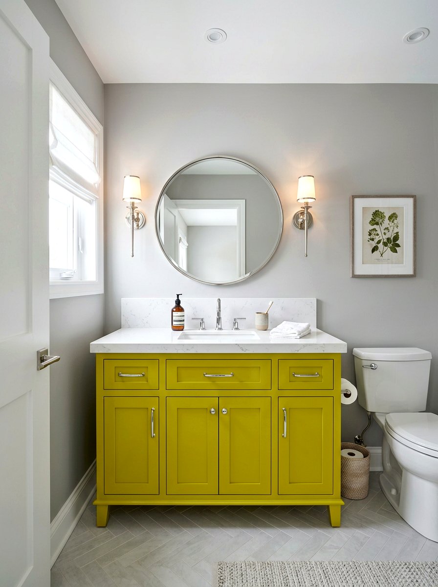 Chartreuse Vanity Cabinet - 30 chartreuse powder room ideas