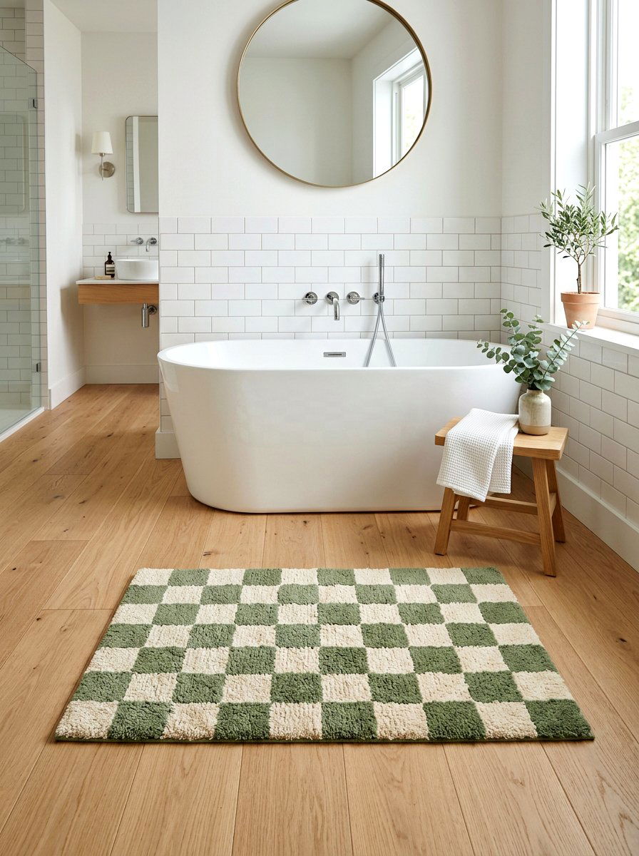 Checkerboard Bath Mat - 30 TikTok bathroom decor ideas