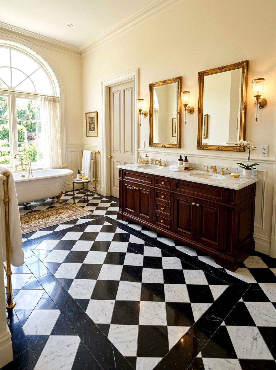 Checkerboard Border Bathroom Floor - 30 checkerboard bathroom floor ideas