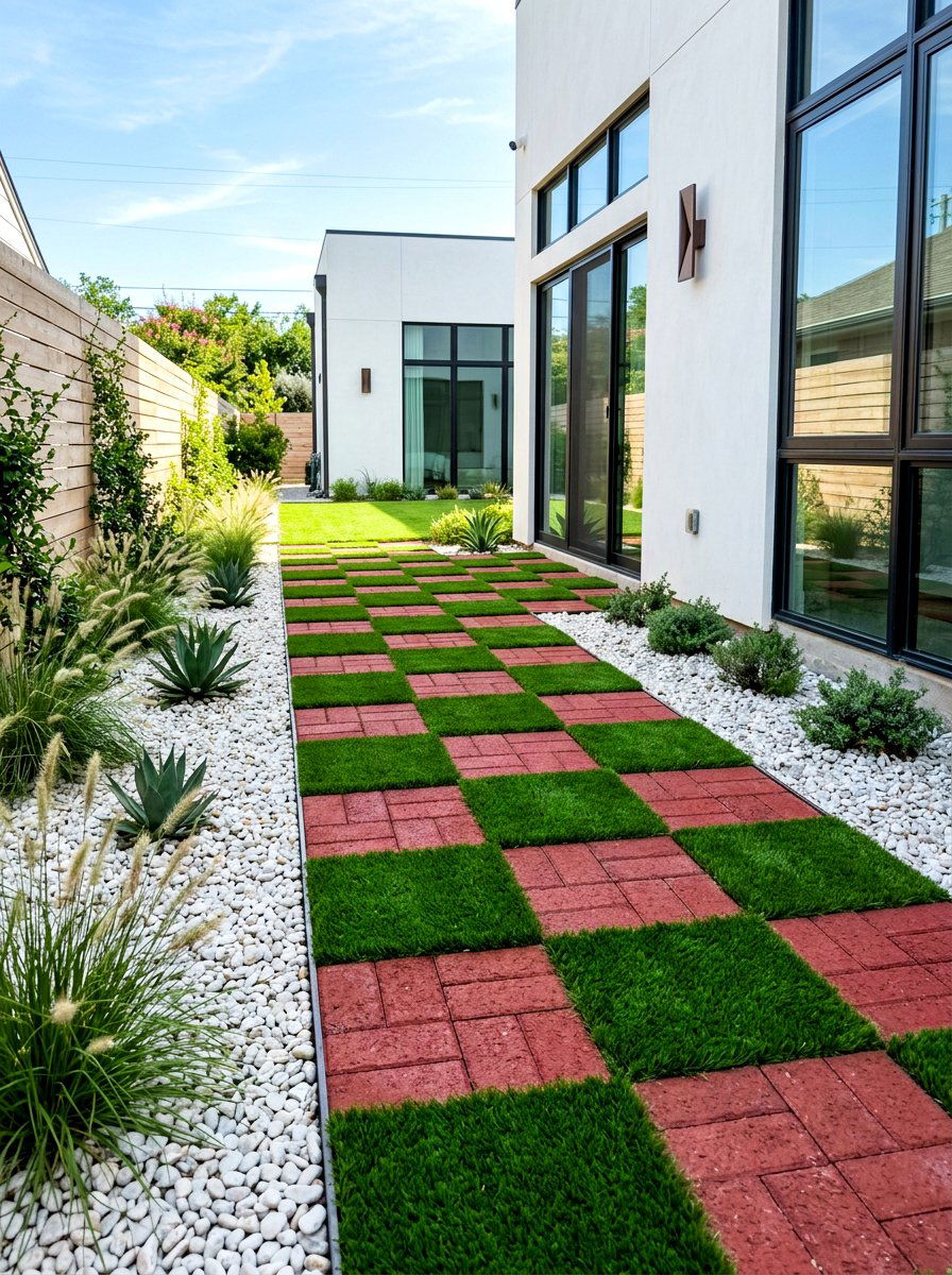 Checkerboard Brick Sidewalk - 30 brick walkway ideas