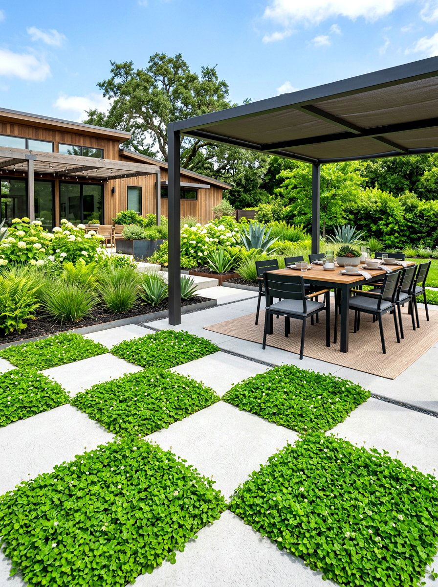 Checkerboard Clover Patio - 30 clover lawn backyard ideas aesthetic