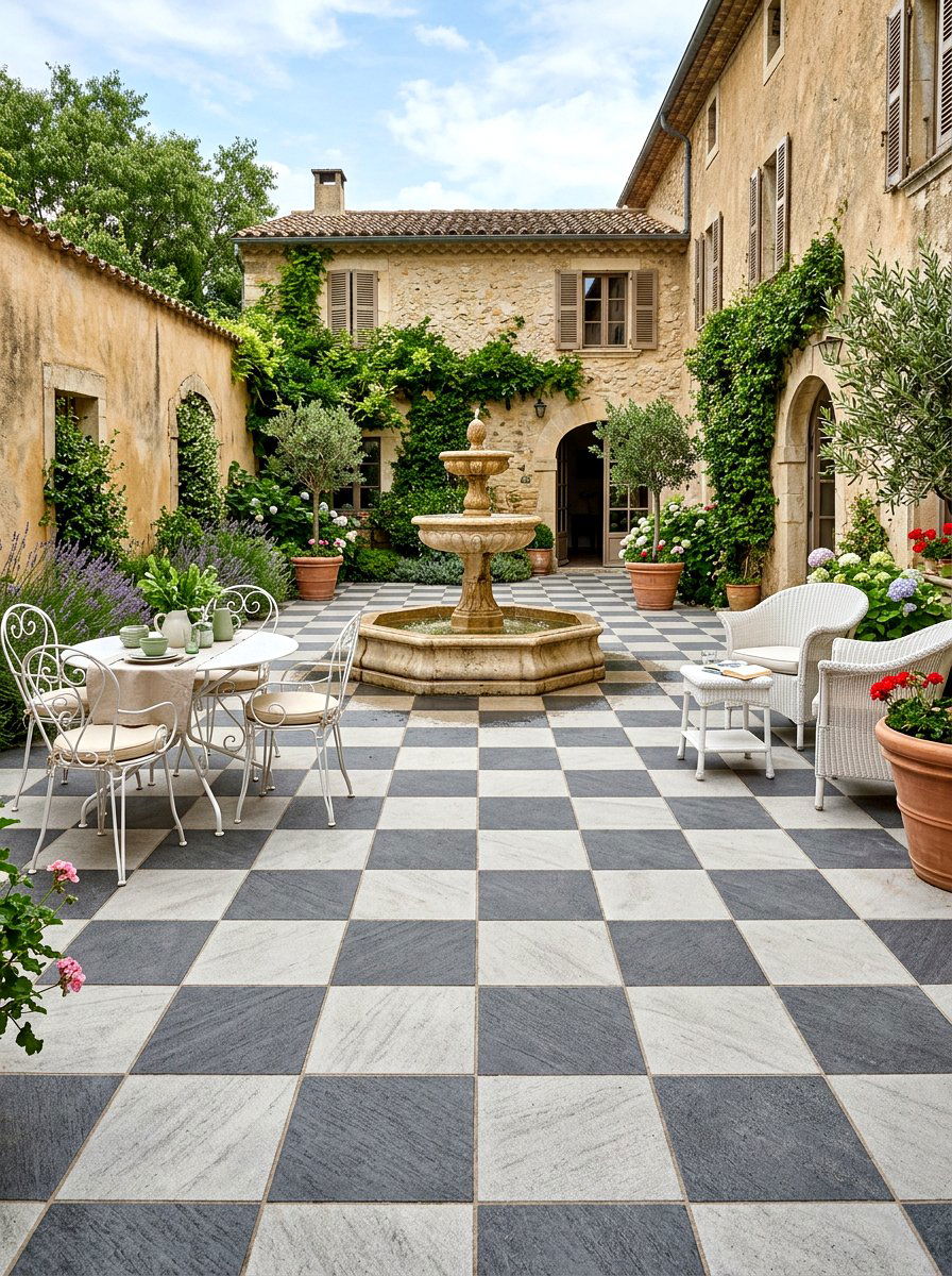 Checkerboard Concrete Patio - 30 concrete patio ideas