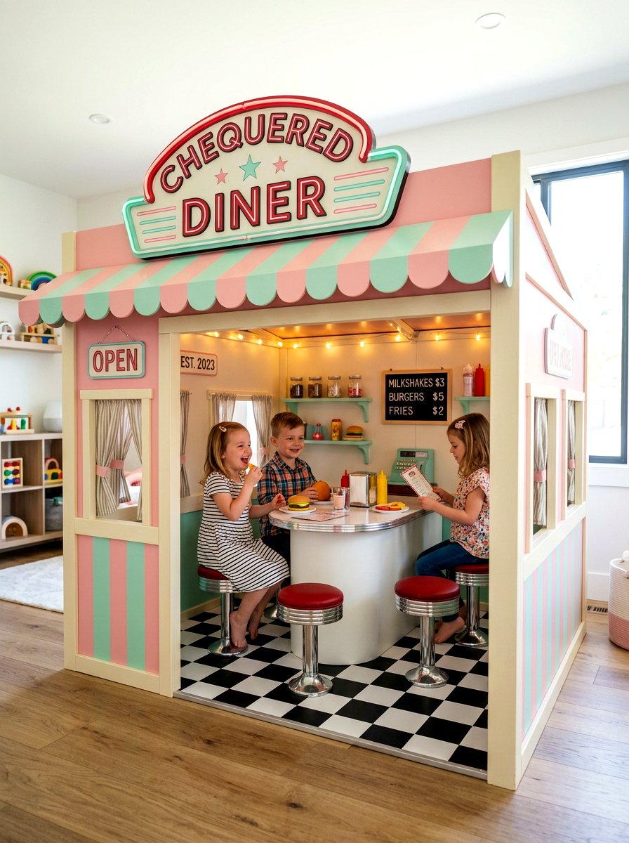 Checkerboard Diner Playhouse - 30 playhouse ideas