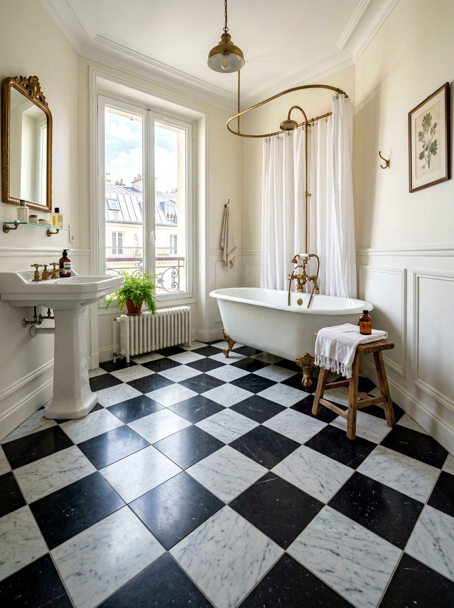 Checkerboard Floor Bathroom - 30 dramatic bathroom ideas