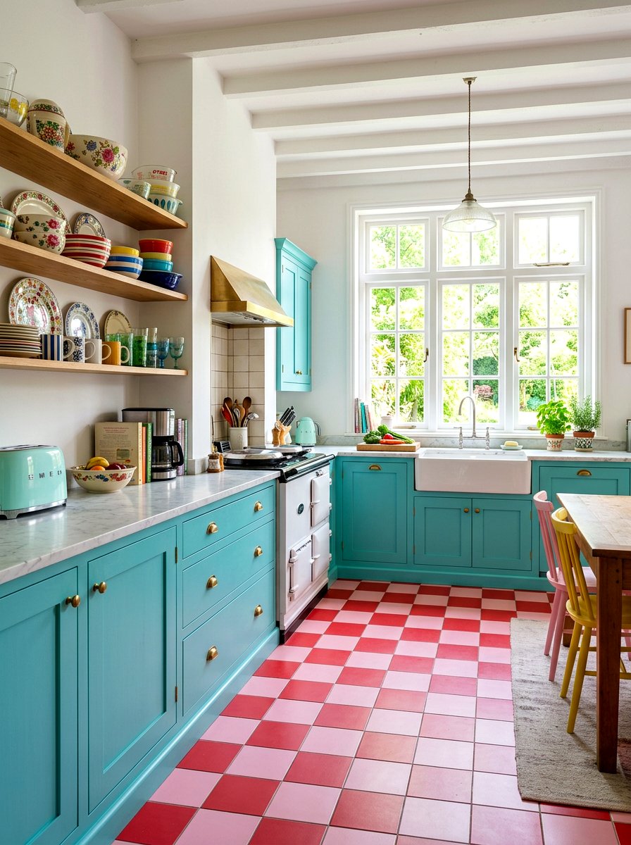 Checkerboard Floor Kitchen - 30 playful maximalist decor ideas