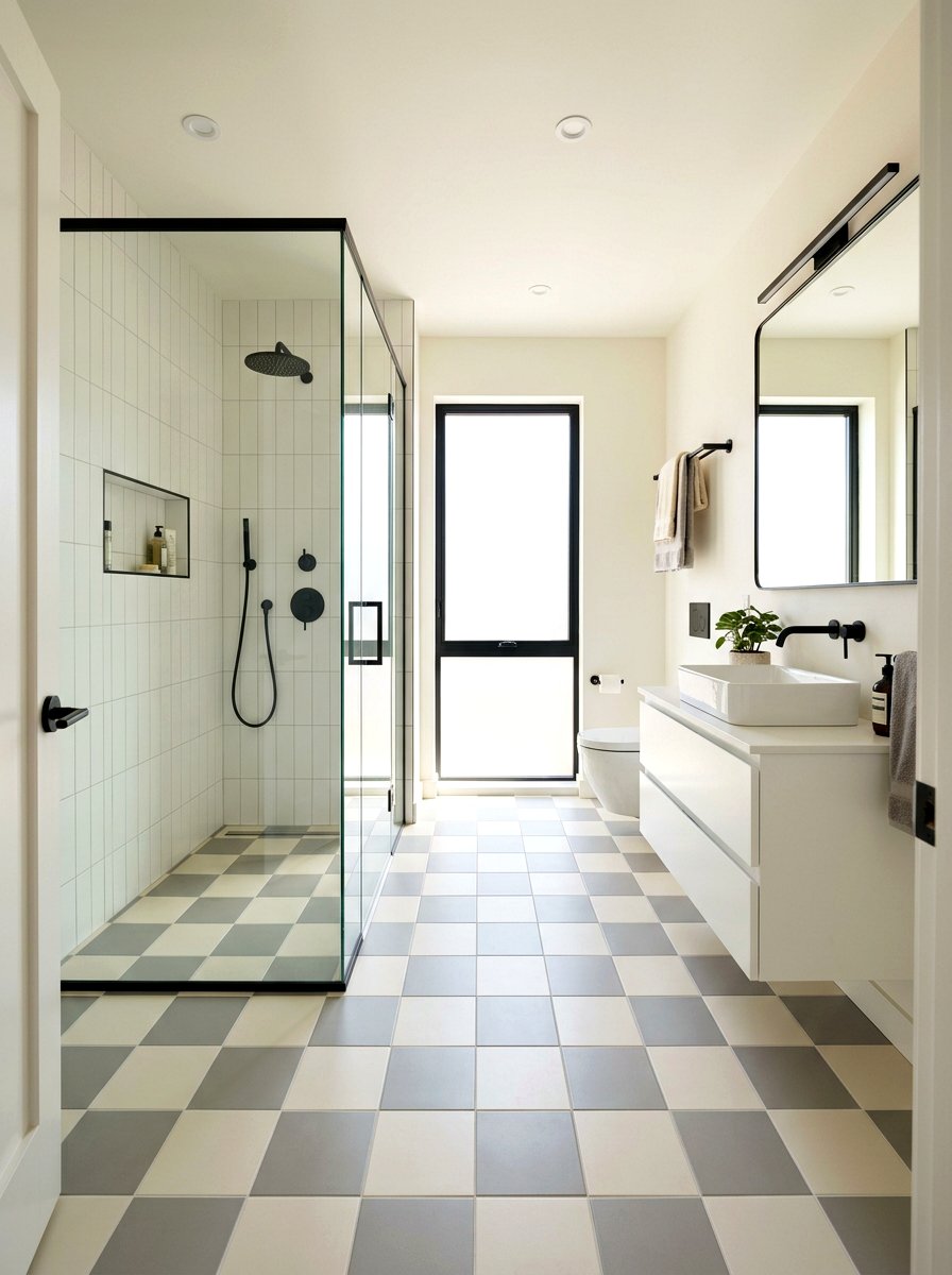 Checkerboard Floor Light Grout - 30 light grout bathroom ideas