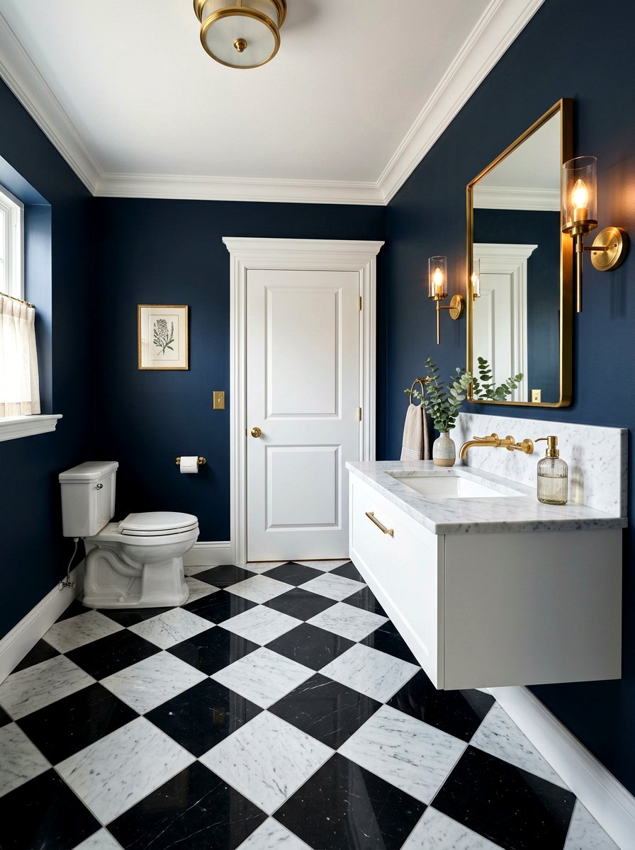 Checkerboard Floor Powder Room - 30 opulent powder room ideas