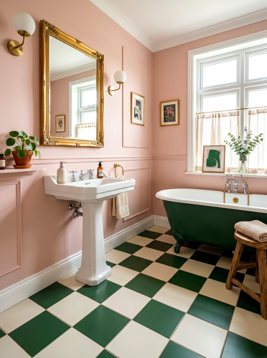 Checkerboard Floor Tile - 30 maximalist bathroom ideas