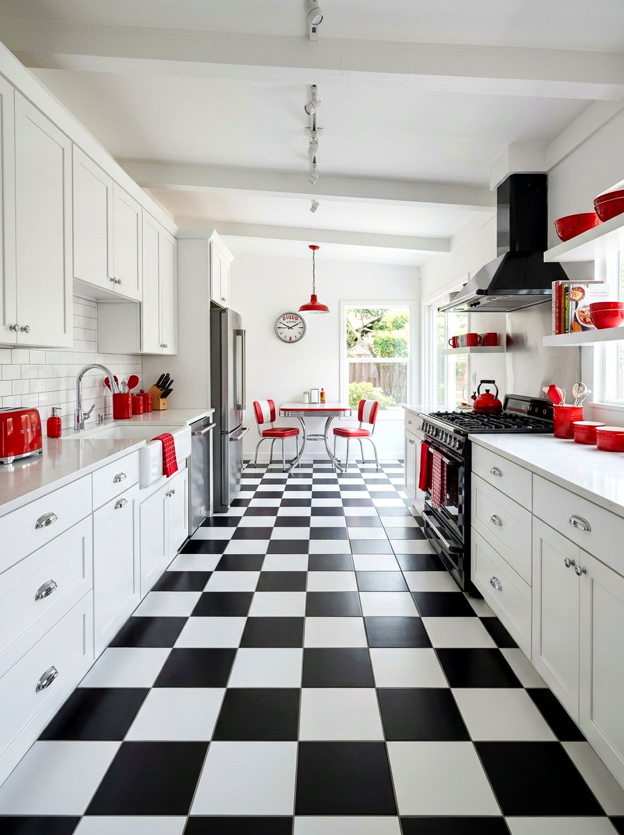 Checkerboard Floor Tiles - 30 coffeehouse kitchen decor ideas