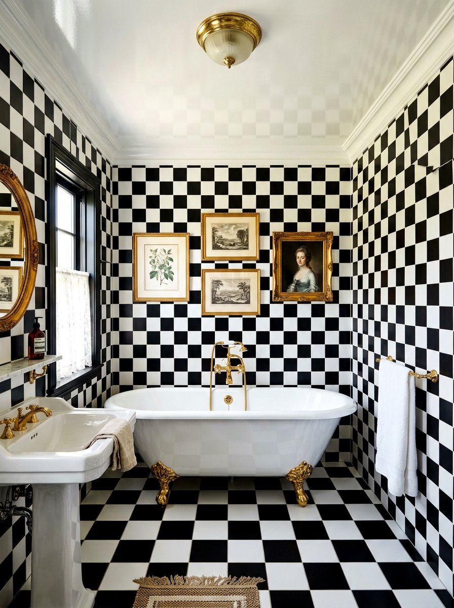 Checkerboard Floor To Ceiling Bathroom - 30 floor to ceiling tile bathroom ideas