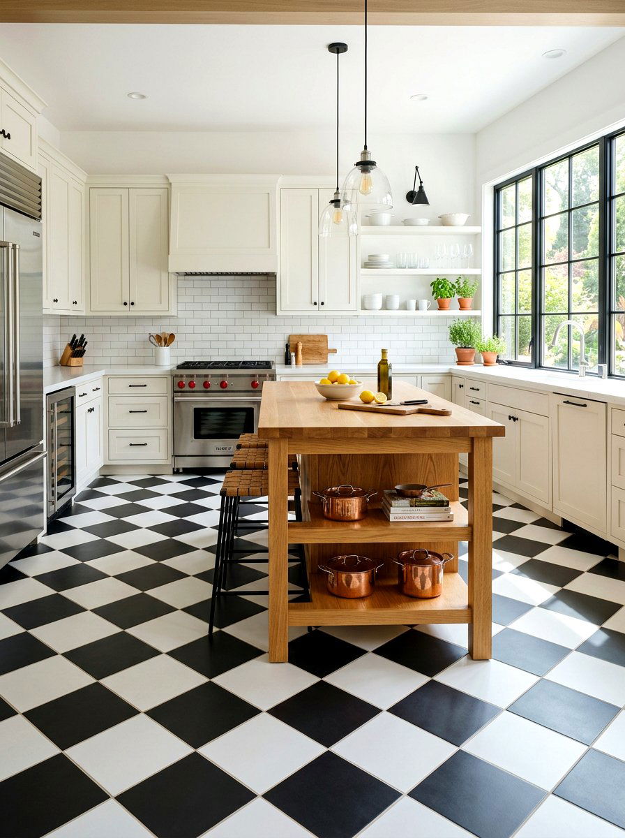 Checkerboard Kitchen Floor Tiles - 30 Parisian kitchen ideas