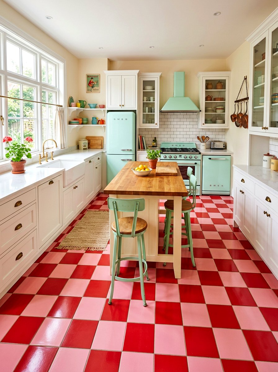Checkerboard Kitchen - 30 playful apartment decor ideas