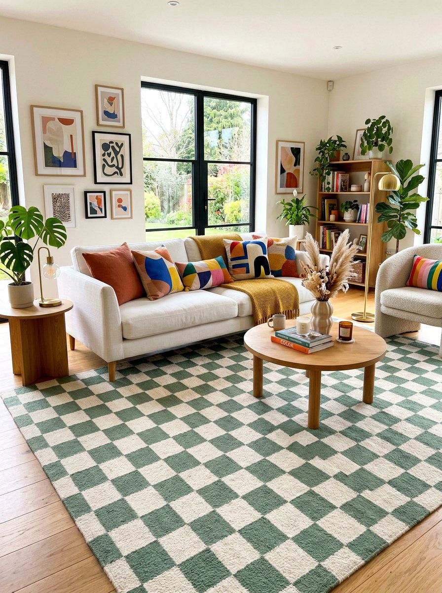 Checkerboard Pattern Decor - 30 anti minimal living room ideas