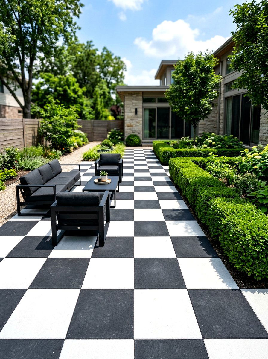 Checkerboard Pavers - 30 patio flooring ideas
