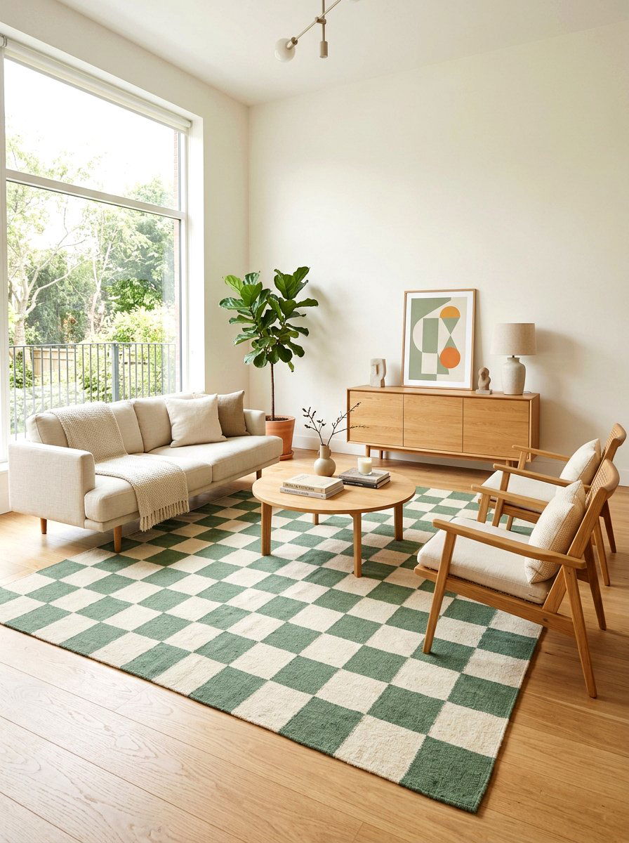 Checkerboard Rug - 30 trend forward living room ideas