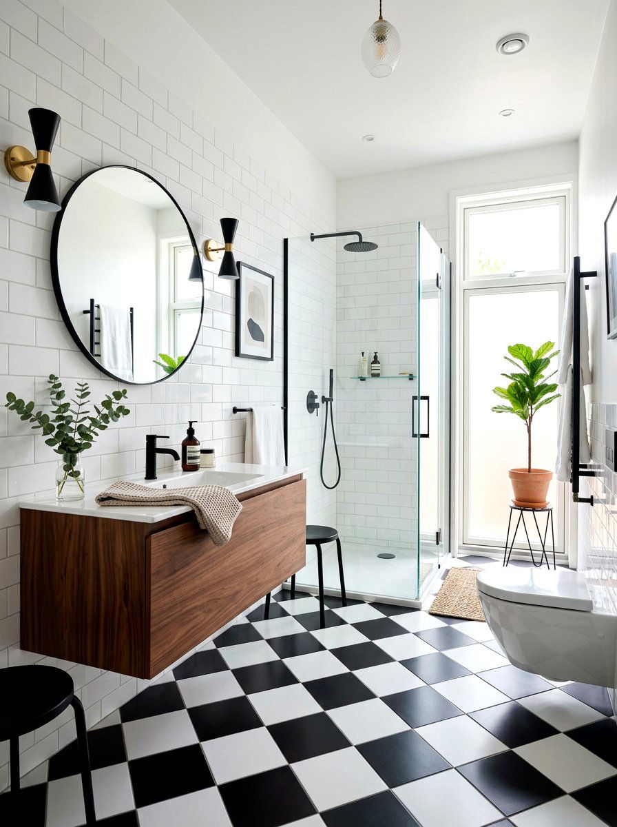 Checkerboard Tile Bathroom - 30 boutique hotel bathroom ideas