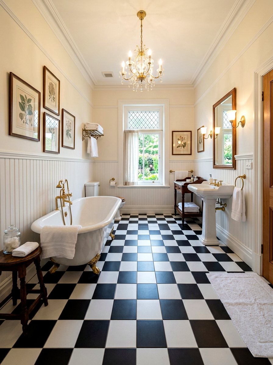 Checkerboard bathroom floor - 30 niche tile contrast ideas