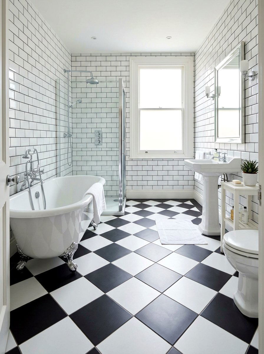 Checkerboard floor bathroom - 30 retro bathroom ideas