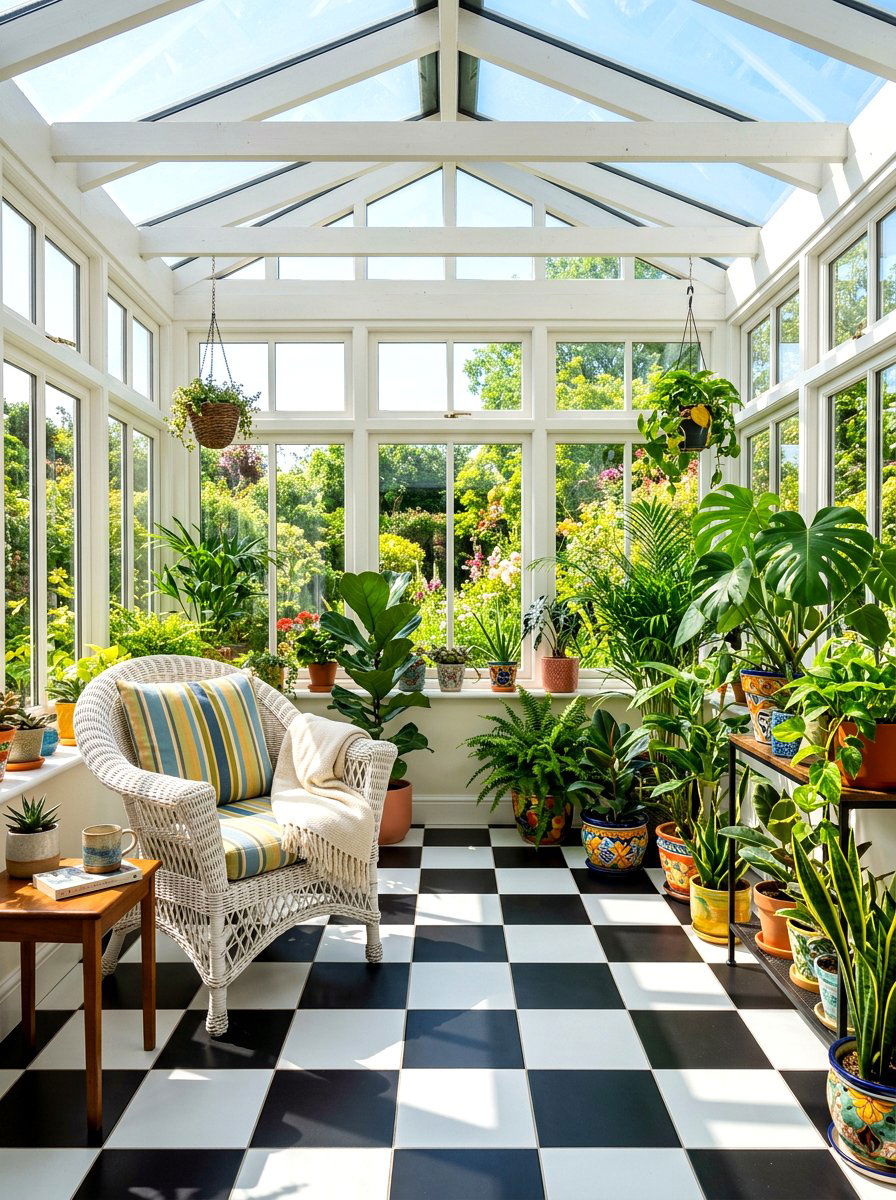 Checkerboard floor sunroom - 30 circuscore home decor ideas