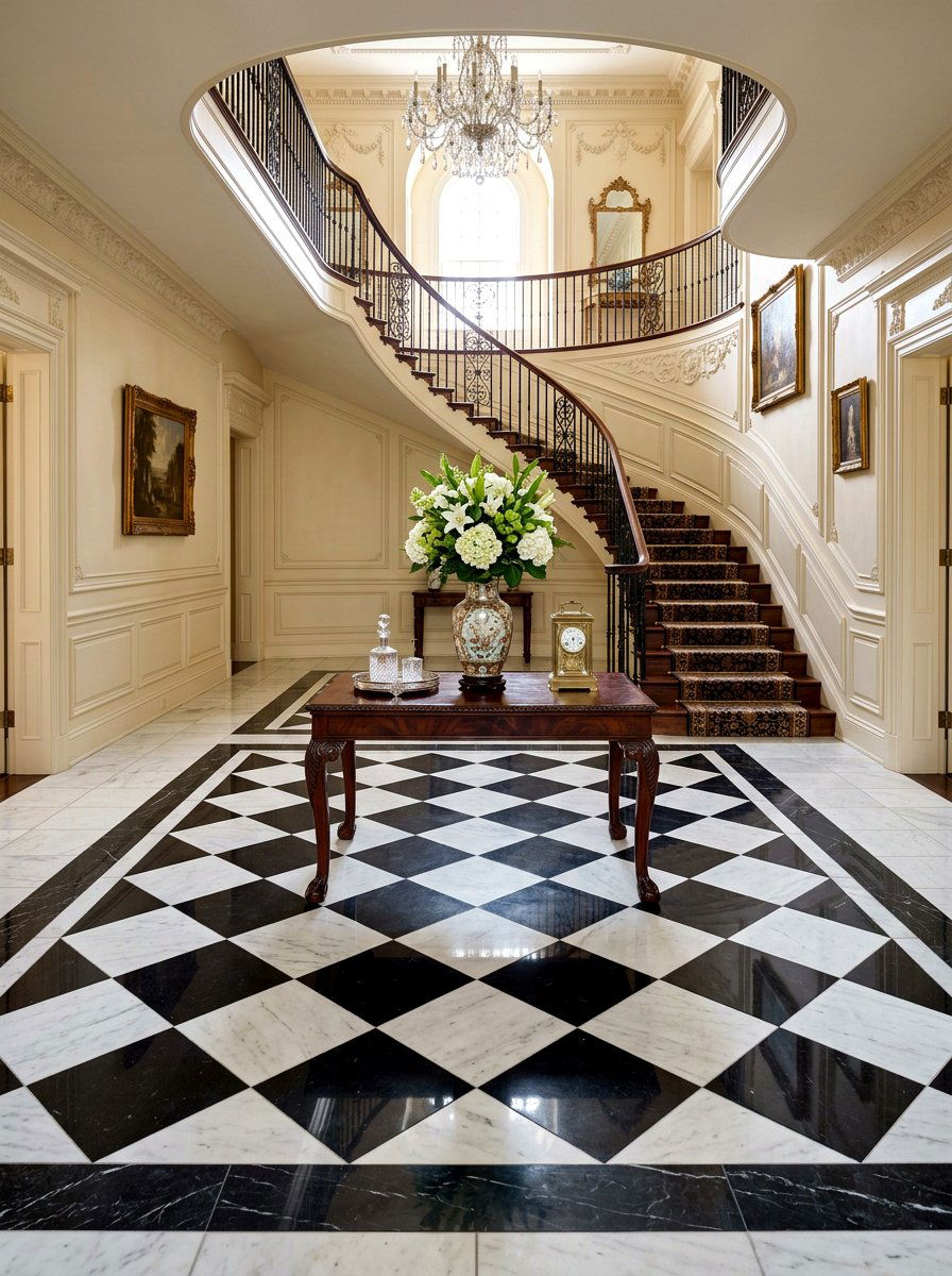Checkerboard floor with border - 30 checkerboard foyer floor ideas