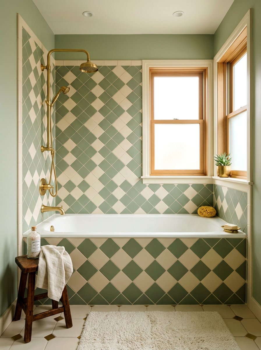Checkerboard pattern tile - 30 tub surround ideas