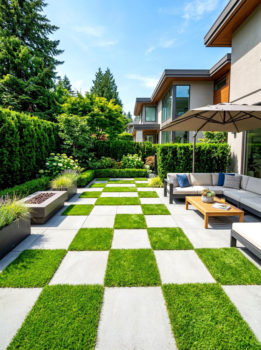 Checkerboard turf pattern - 30 luxury landscaping ideas