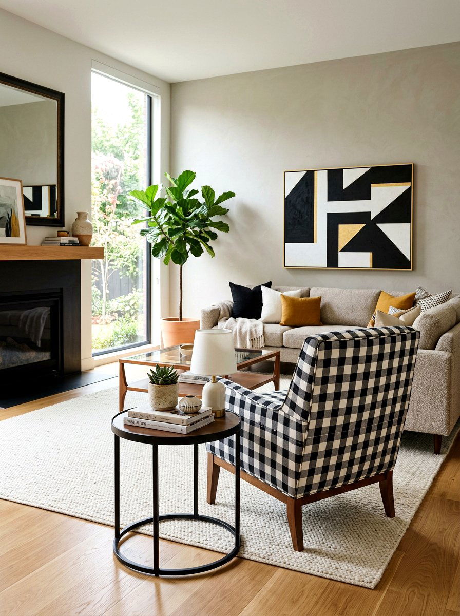 Checkerboard upholstered armchair - 30 checkerboard decor ideas