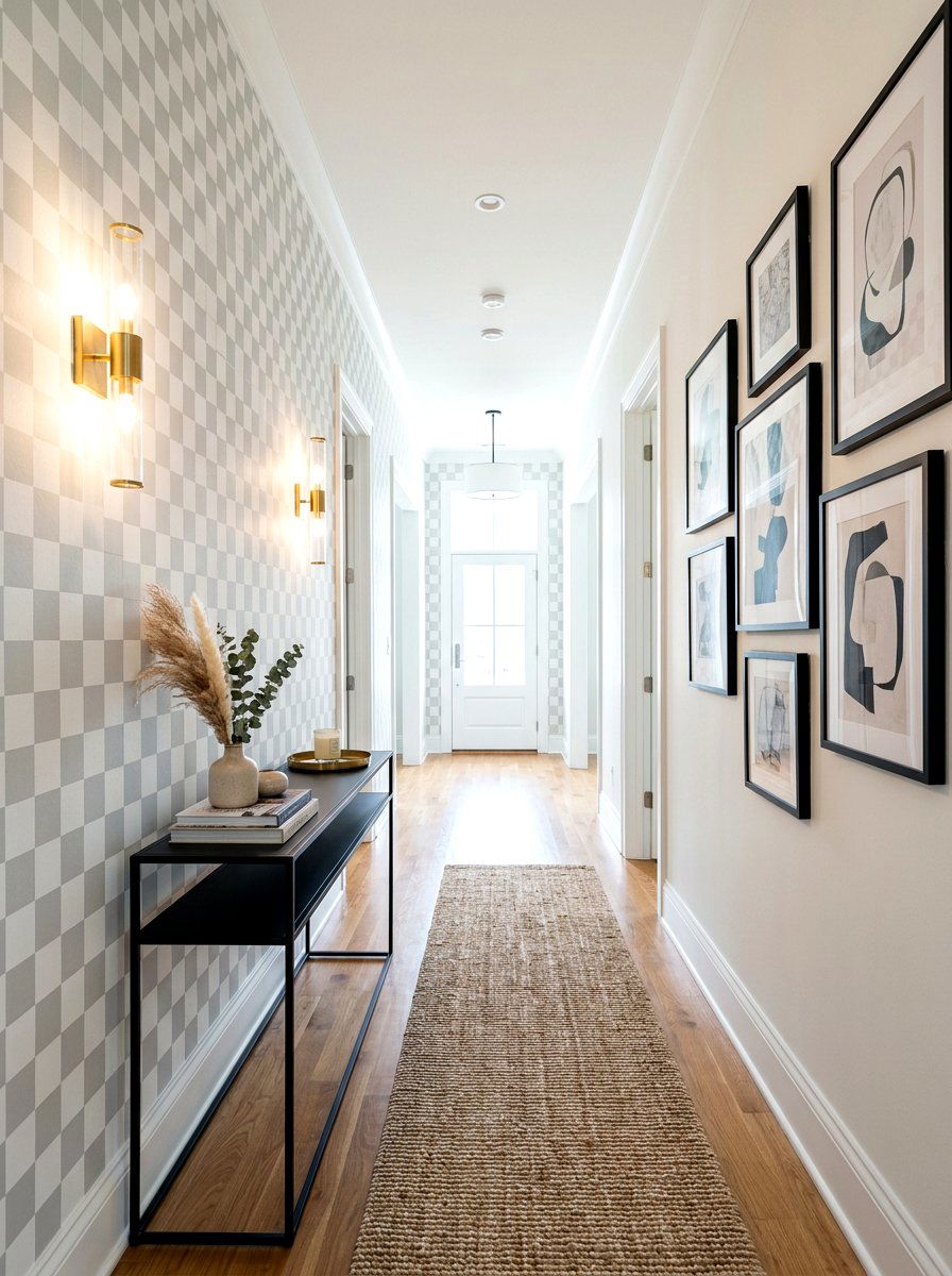 Checkerboard wallpaper hallway - 30 checkerboard decor ideas