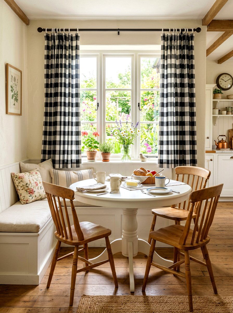 Checkerboard window curtains - 30 checkerboard decor ideas