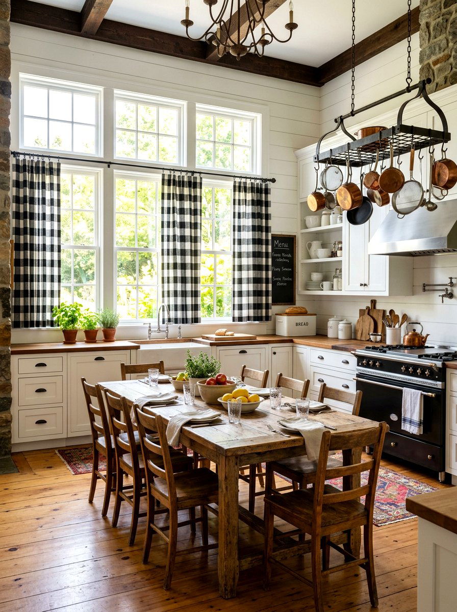 Checkered Cafe Curtain Kitchen - 30 cafe curtain kitchen ideas