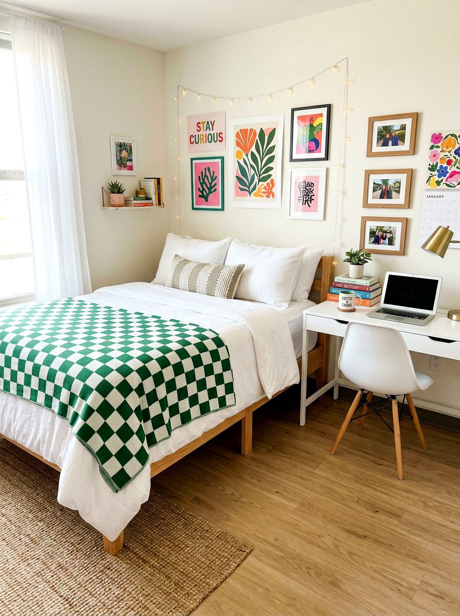 Checkered Dorm Blanket - 30 dorm bed ideas