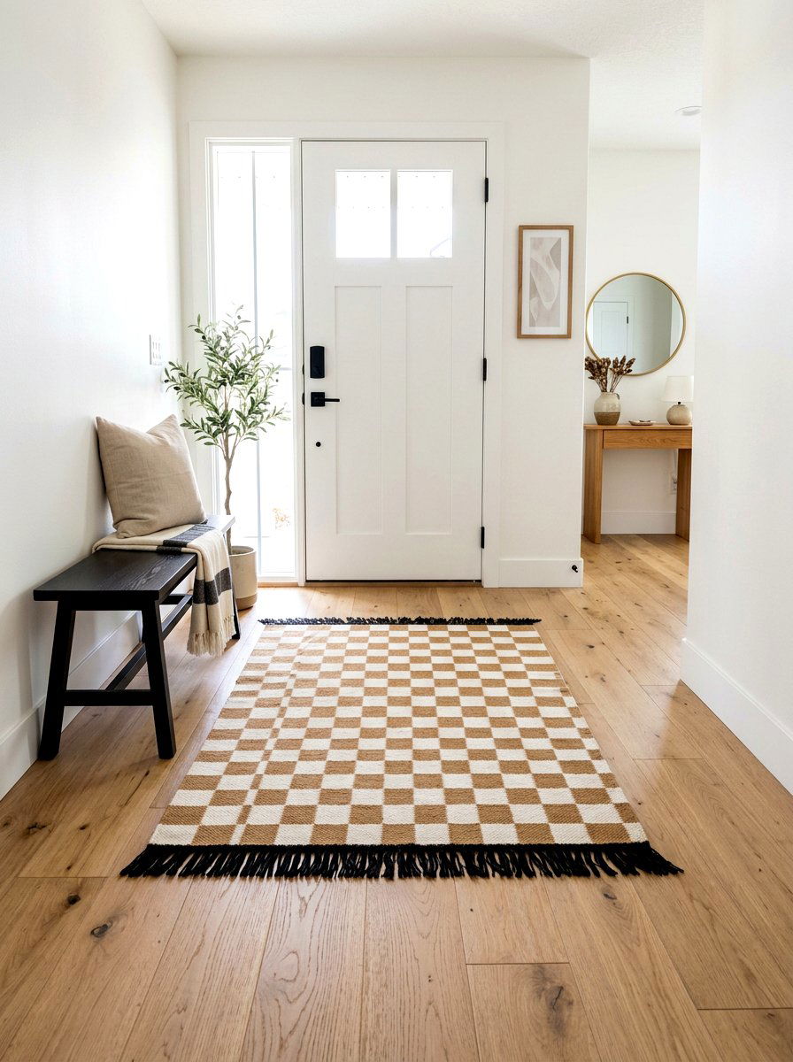 Checkered Entryway Floor Mat - 30 TikTok entryway ideas